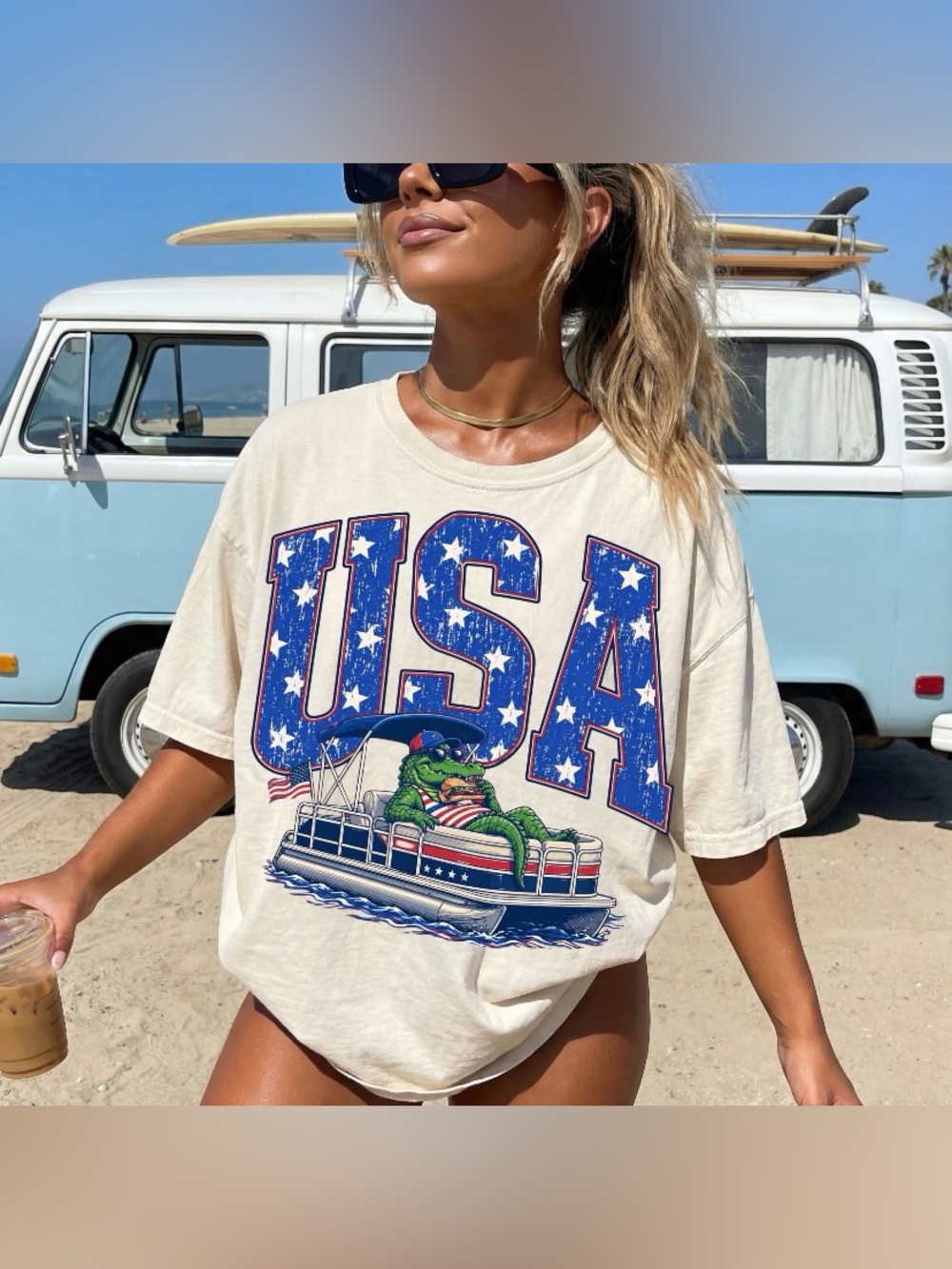 Patriotic Alligator 4th of July Custom Tee